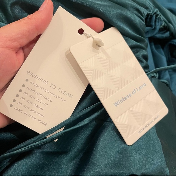 Satin Strapless Corset Back Special Occasion Dress Gown Size 2 Front Slit Green - Picture 9 of 10